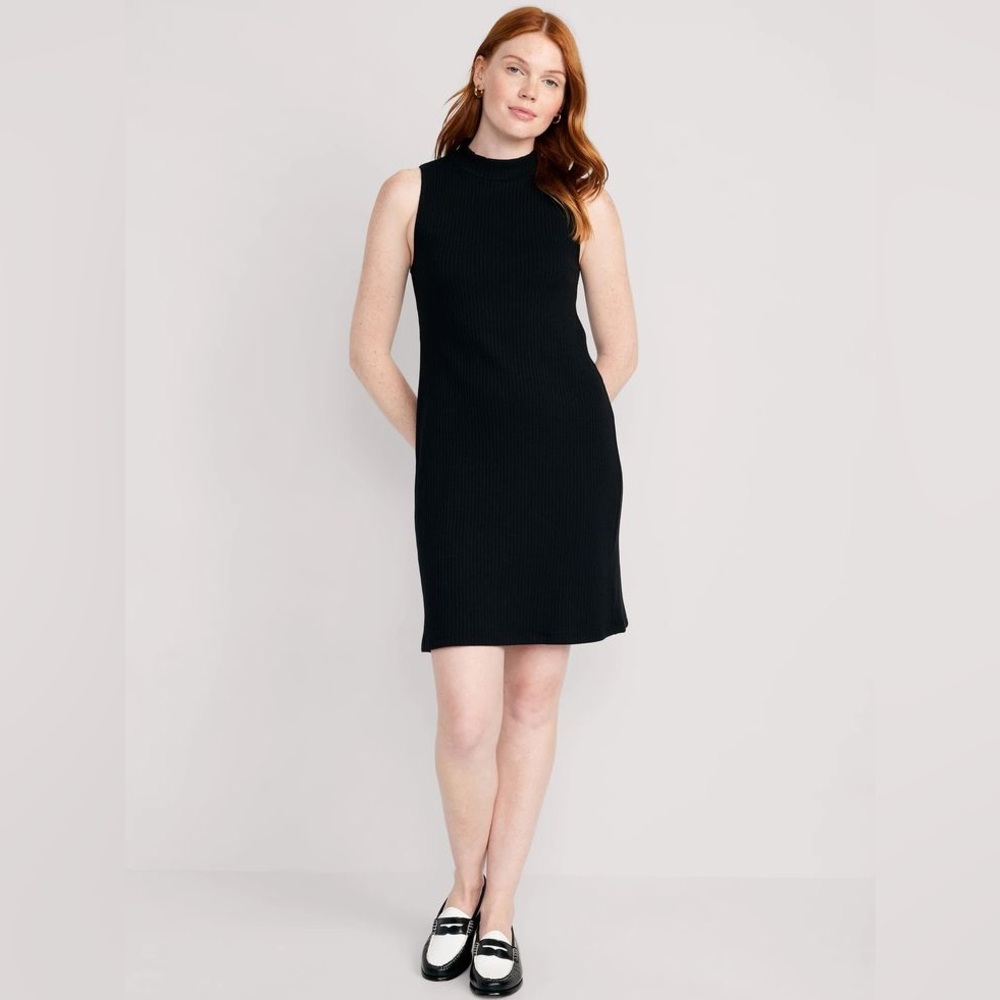 Old Navy Black Ribbed Knit Dress